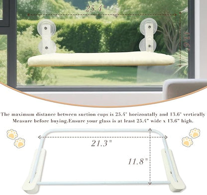 Cat Window Perch Hammock - Foldable Cordless with 4 Suction Cups for Indoor Cats, Space Saving Design,Reversible Cover with Two Different Kinds of Fabrics,40Lbs Load Capacity (60CM)