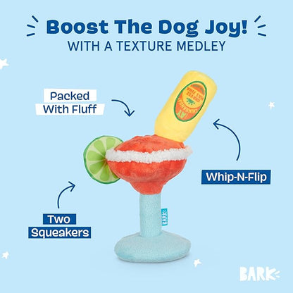 Barkbox Bulldog Barkarita Plush Dog Toy, Crazy Crinkle and Whip n Flip Features & Squeakers - Fun Dog Toys