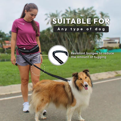 Bond - Blue Dog Running Leash Hands Free with Pouch, Hands Free Leash for Large Dogs, Pet Lead Running Belt for Walking & Canicross Belt, Includes Waist Jogging Fanny Pack & Pet Car Seat Belt Safety