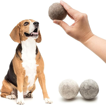 Glaciart One Felt Wool Balls for Dogs (3 Pcs)| Durable Dog Chew Toy, Puppy Chew Toys for Teething & Dog Teeth Cleaning | Pet Toys Fetch Games & for Anxiety/Boredom | Great for Small or Medium