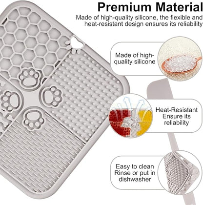 2 Pcs Lick Mat for Dogs Cats, Silicone Pet Food Mats with Suction Cups, Dog Licking Mat, Cat Dog Peanut Butter Lick Pad, Enrichment Pet Food Slow Feeder Mats for Bathing Grooming, with 2 Scrapers