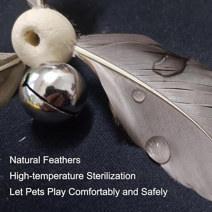 Cat Wand Toy Refill, Replacement Parts for Cat Feather Toy, 6-Piece Set with Bell Shaped Rotating Propeller