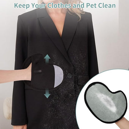 2 Pcs Pet Hair Removal Glove, Reusable Double Sided Pet for Grooming with Pet Comb