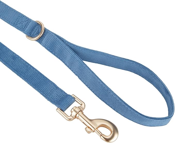 Soft Corduroy Fibric Dog Leash, 5 Feet Length Lead with Heavy Duty Rotating Hook, for Medium Large Dogs.(M,Blue)