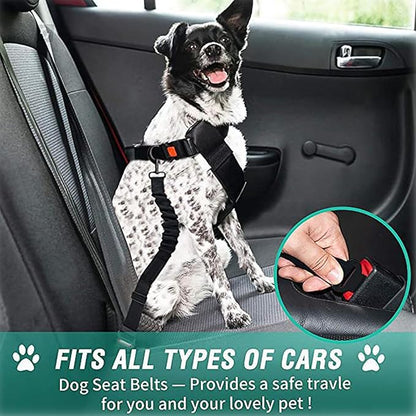 Dog Seat Belt for Car, Retractable Adjustable Nylon Pet Seatbelts for Vehicle Headrests, Elastic & Durable Car Harness, Dogs Leash Accessories for Bicycles (Only Leash Black)