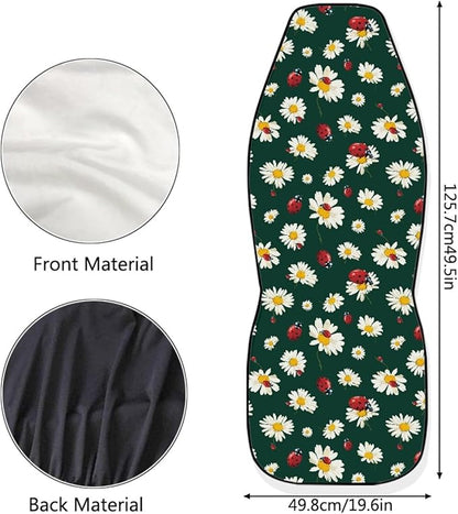 Cute Ladybug Car Seat Covers Front Seats Only for Women Daisy Front Seat Covers Universal Fit for Most Cars, Trucks, SUV, Van, Sedan, 2 Pcs Interior Auto Accessory, Green