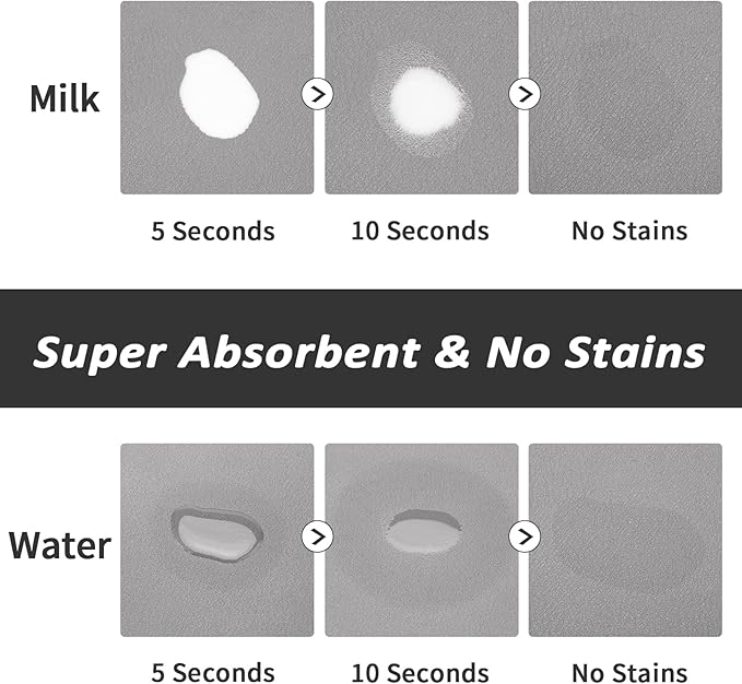 Dog Food Mat - Absorbent Cat Mat for Food and Water, No Stains Pet Feeding Bowl Mat, Easy to Clean Pet Placemats, Quick Dry Dog Water Dispenser Mat for Messy Drinkers | Grey 16"x 24"