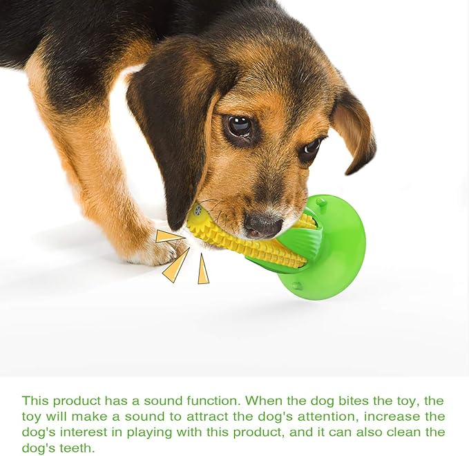Carllg Puppy Teething Chew Toys, Dog Chew Toys - Corn Stick Tough Toys for Training and Cleaning Teeth, Squeaky Suction Cup Toothbrush Interactive Toy for Small Medium Dog