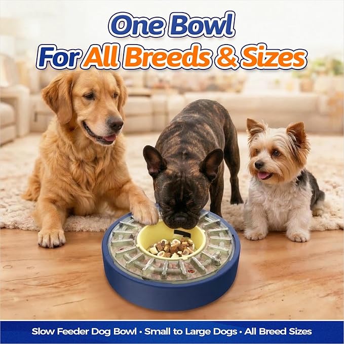 KADTC 5-60 Min Adjustable Slow Feeder for Dogs, Large Capacity 4-Cup Spinning Dog Puzzle Feeder, Anti-Gulping Treat & Food Dispenser, Mental Enrichment Toy, U.S. Brand & Design