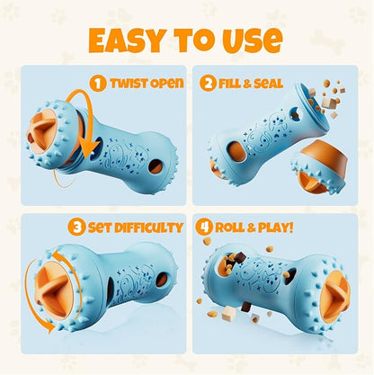 Interactive Treat Dispensing Dog Toys – Adjustable Puzzle Toy to Keep Dogs Busy, Enrichment, Mental Stimulation, Cognitive Fun and Boredom Buster for Puppy Teething, for Small Medium Dogs