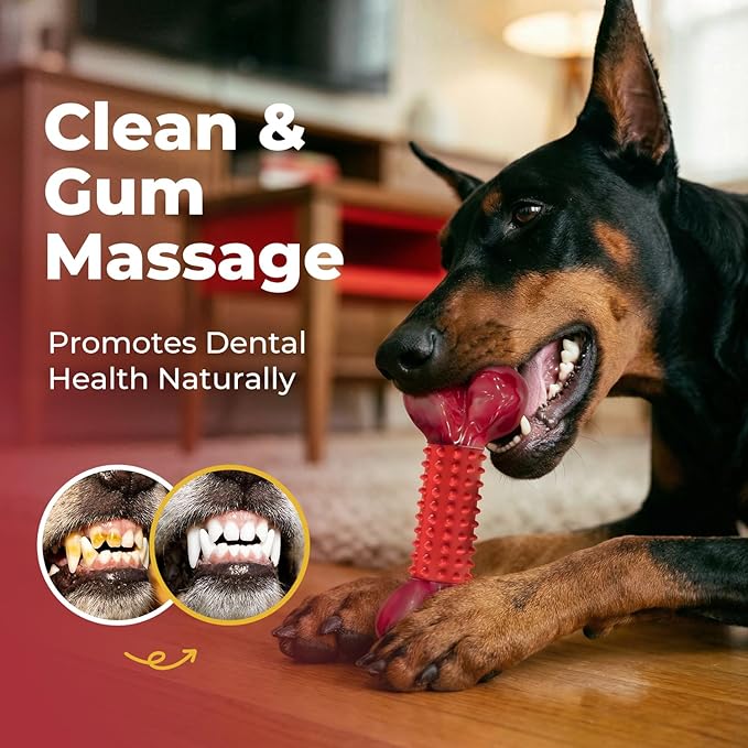 Apasiri 2-Pack Tough Dog Toys for Aggressive Chewers Large Breed, Dogs Chew Toys for Large Medium Dogs, Nylon and Rubber Dog-Bones for Teething Chew, Beef Flavor, for Doggo 20-80 lbs