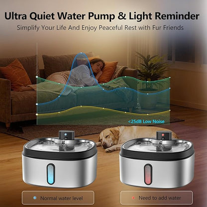 Wireless Cat/Dog Water Fountain 7L/1.8Gal with Silicone Mat & 3 Set Filters, DRLWXYSBattery Operated Cordless Automatic Pet Water Dispenser for Multi-cats and Small to Large Dogs with Ultra Quiet Pump