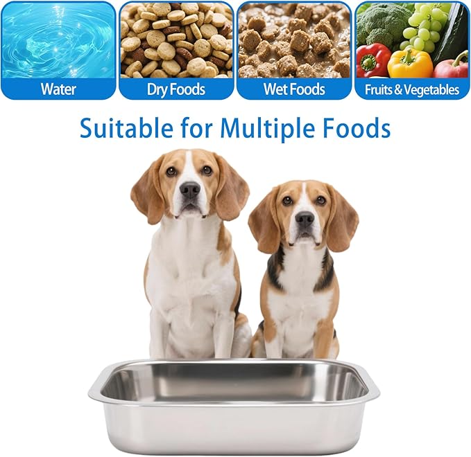 Stainless Steel Dog Bowls for Medium and Small Size Dogs, 0.85 Gallons Metal Dog Water Food Bowl Dish, Medium Capacity Pet Feeding Water Bowls, Pet Food Pans Plates for Dogs, Large Cats and Rabbits