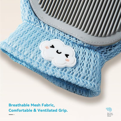 Pet Hair Remover Glove for Dogs & Cats, Upgraded Reusable 5-Finger, Gentle Deshedding Grooming Brush, Pet Hair Removal Tool for Furniture, Couch, Carpet, Car Seats | Sky Blue