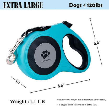 16 ft Retractable Dog Leash for Extra Large Dogs up to 130 lbs,Tangle-Free Nylon Tape,Blue Dan24 XL