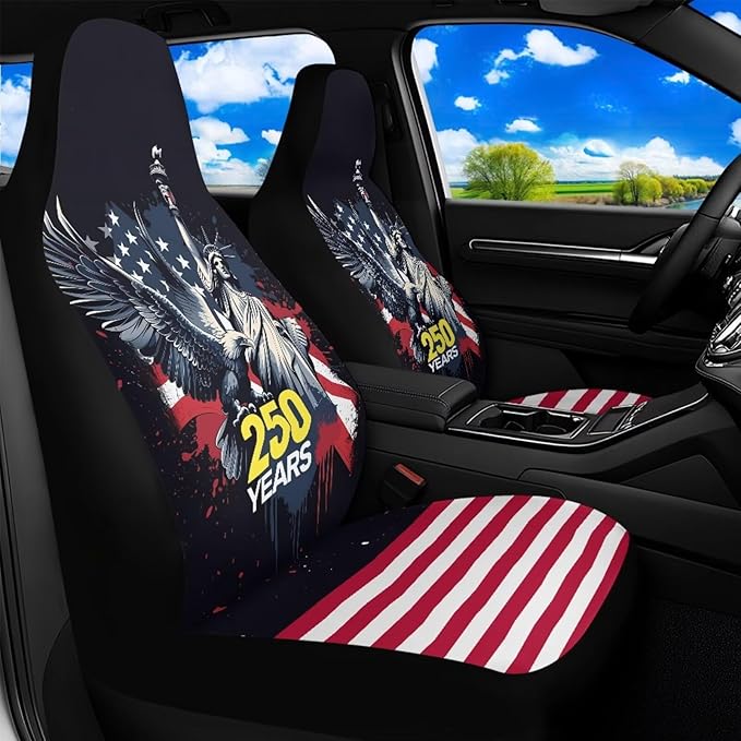 250th Anniversary Car Front Seat Covers Eagle 2 Packs Automotive Front Seat Covers Waterproof Bucket Seat Cover Protective Car Interior Accessory