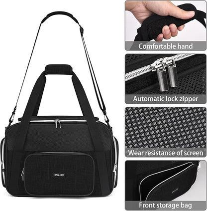 BAGLHER Pet Travel Carrier, Cat Carriers Dog Carrier for Small Medium Cats Dogs Puppies, Airline Approved Small Dog Carrier Soft Sided, Collapsible Puppy Carrier. Black