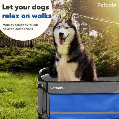 Petbobi 2-in-1 Dog Wagon Stroller for Large & Medium Dogs – Foldable Push & Pull Stroller with Ramp, 360° Swivel Wheels, Adjustable Handles & Safety Leashes for Walking Camping Parks