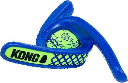 KONG Whirlz Dog Fetch Toy – Durable Squeak-Free Rope & Throw Combo, Unpredictable Bounce, Floats in Water, All-Season Outdoor Play (Throw)