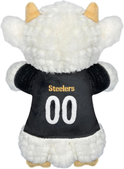 Pets First NFL Pittsburgh Steelers Goat Plush Toy for Dogs and Cats with Squeaker, Wearing a Team Jersey! Fun & Sporty Goat Shaped Dog Chew Toy, Interactive Pet Toy