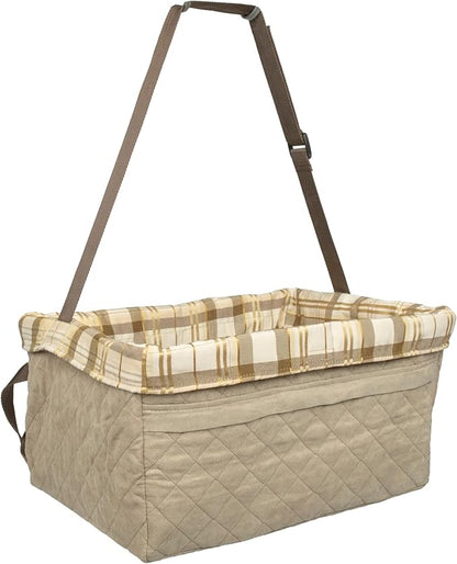 PetSafe Happy Ride Booster Seat for Dogs - Open Road Comfort - Safe Tether System - Zipper Pouch Dog Seat - Machine Washable Fleece Liner - Easy Install Design - Tan - Up to 18 lb