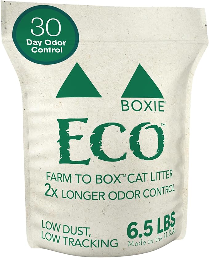 Boxie® Eco™ Farm to Box Sustainable 30 Day Odor Control Clumping Cat Litter, 6.5lb Boxiecat 99.9% Dust Free Plant-Based Kitty Litter