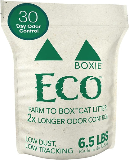Boxie® Eco™ Farm to Box Sustainable 30 Day Odor Control Clumping Cat Litter, 6.5lb Boxiecat 99.9% Dust Free Plant-Based Kitty Litter