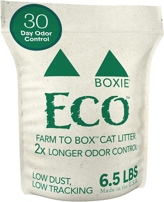 Boxie® Eco™ Farm to Box Sustainable 30 Day Odor Control Clumping Cat Litter, 6.5lb Boxiecat 99.9% Dust Free Plant-Based Kitty Litter