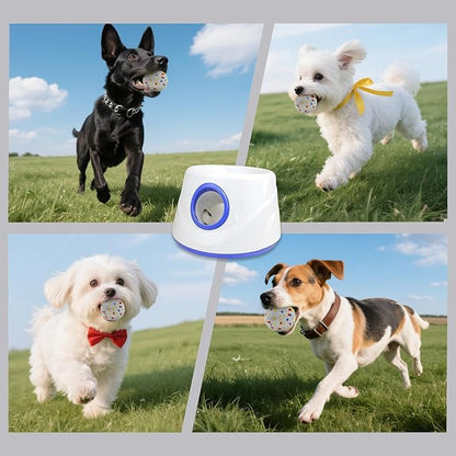 Dog Ball Launcher - Automatic Ball Launcher for Dogs, 3 Adjustable Distance Settings Dog Ball Thrower, Indoor Outdoor Interactive Dog Toys, with 3 2.3-inch Balls, Small/Medium Sized Dog Thrower
