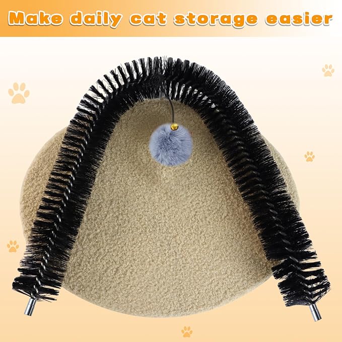 Cat Self-Groomer, Arch Grooming Brush with Scratching Toy, Cat Hair Massage and Grooming Station