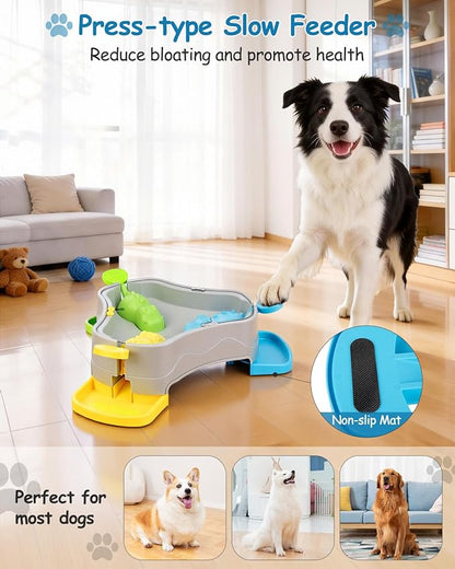 Dog Puzzle Toy, 3-in-1 Interactive Dog Puzzle Toys Press-Type Dog Treat Dispenser Toy Dog Enrichment Toy No-Slip Slow Feeder Interactive Brain Training Toys for Smart Dog Cats, 3 Colors
