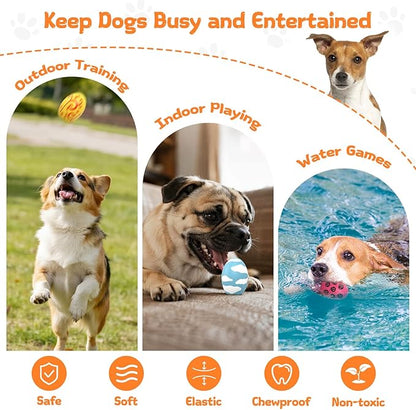 Squeaky Dog Toys, Soft Chewing Dog Balls, 3 Pcs Interactive Squeak Fetch Playing Pet Toy, Durable Bouncing Toys to Keep Them Busy, 2.6" Egg Ball for Puppies Small Breeds