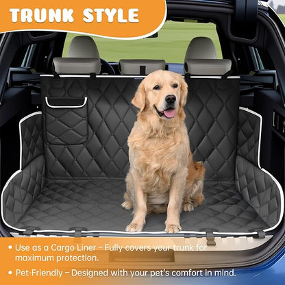 Dog Car Seat Cover for Back Seat 100% Waterproof, Long-Lasting and Soft Nonslip Backseat Cover for Cars, SUVs and Trucks, 600D Oxford Fabric, Black-White, Standard (54" W x 59" L)