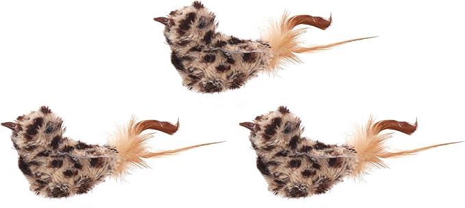Ware Manufacturing 3 Pack of Birdie Buddy Cat Toys, 3 Inch, with Catnip and Natural Feathers