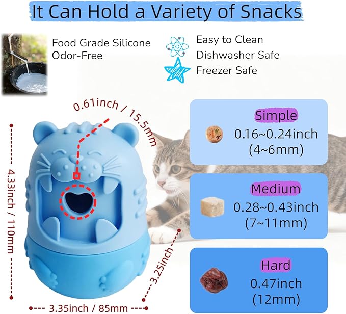 Cat Cognitive Treat Dispensing Dog Enrichment Toy,Multi-Functional Puzzle Design,Snuffle Ball& Interactive for Pet Mental Stimulation,Smart (Blue)