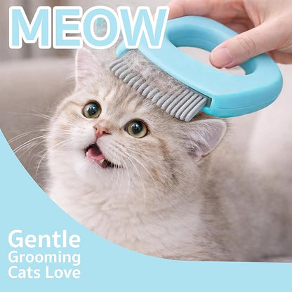 Pet Hair Removal Massage Shell Comb, Soft Deshedding & Dematting Grooming Brush for Dogs, Cats, Puppies & Rabbits – Removes Loose Fur & Mats, For Long & Short Hair (Cyan)