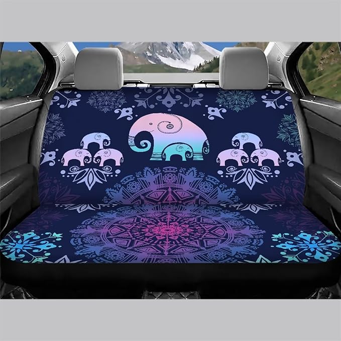 AFPANQZ Elephant Mandala Holiday Starfish Car Seat Cover Polyester Fabric Protector Accessories Soft Washable Decorations Cloth Backseats Rear Seat Cushion Protection