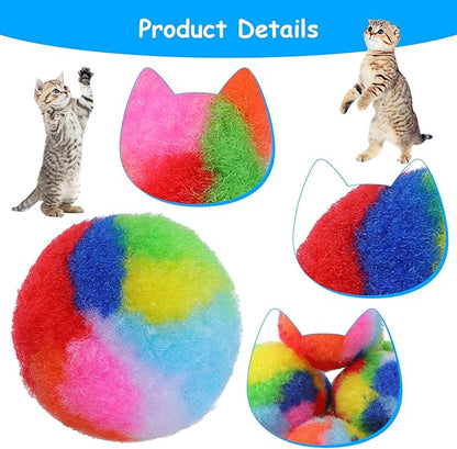 40 Pcs Soft Plush Cat Ball 1.7Inch Rainbow Pom Pom Cat Toy Balls Fuzzy Kitty Chase Yarn Puffs for Pet Interactive Playing Exercising Training Assorted Color Lightweight