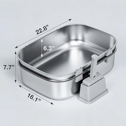 Triple Pan Stainless Steel Sifting Cat Litter Box, Large High Sided Metal Litter Box for Big Cats up to 20lbs, Odor-Free Non-Stick Easy Clean System, No Scooping Sifter Tray for Multi-Cat Homes