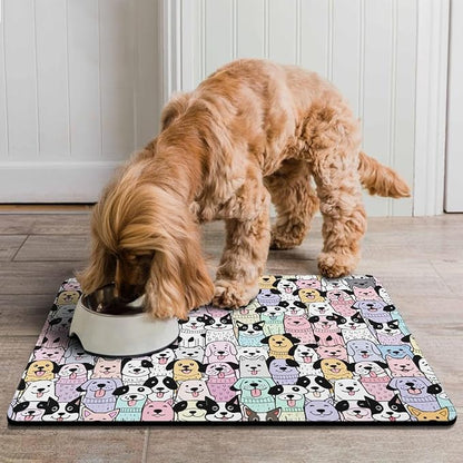 Pet Feeding Mat for Floors Waterproof Dog Mat for Food and Water Absorbent Quick Dry Non Slip mat for Cat Bowls