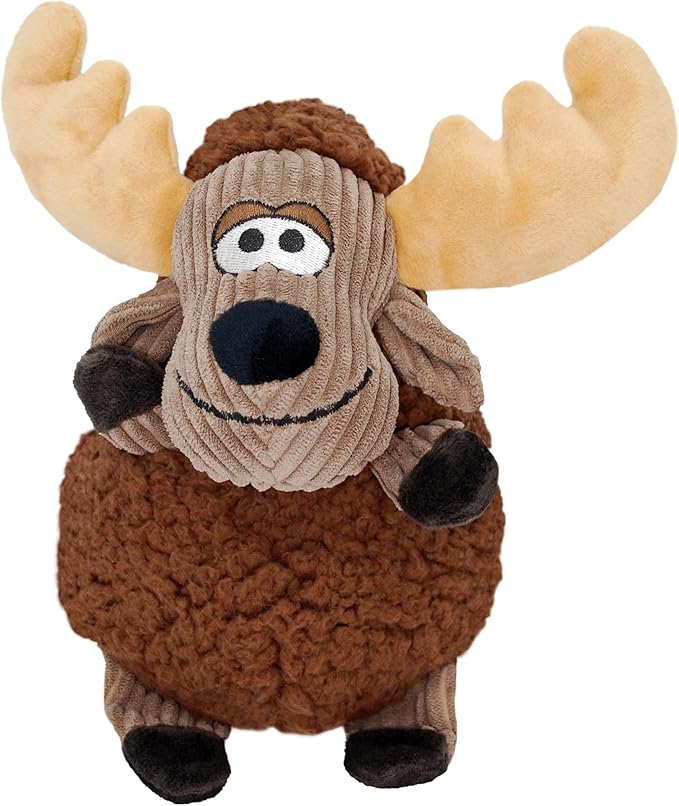 KONG Sherps Floofs – Plush Dog Toy with Flat Squeaker & Crackly Noise – Soft, Snuggly Cuddly Toy for Indoor Fetch & Gentle Play, Durable Lined Design (Moose (2 Pack))