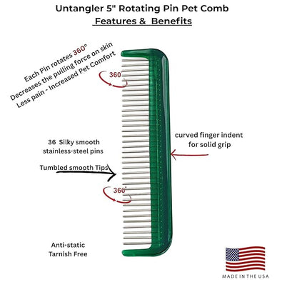 Pet Comb (5", Forest Green)
