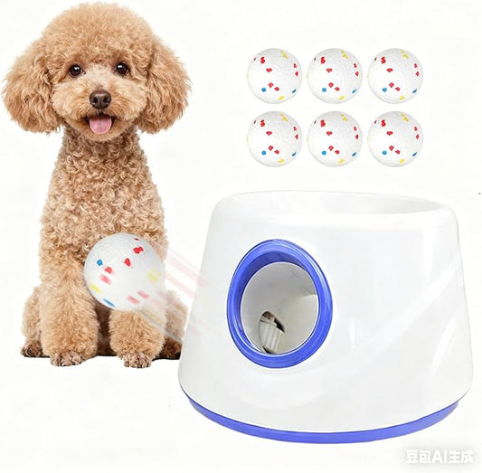 Automatic Dog Ball Launcher, Ball Thrower for Dogs, Includes 6 ETPU Balls, 2.3 Inch (Blue)
