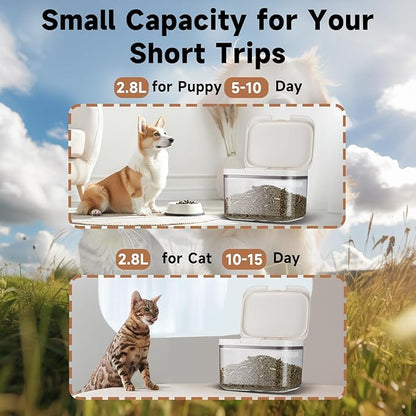 LivLab Mker Pet Food Storage Container 5 lbs Airtight Dog/Cat Food Container with Measuring Cup, BPA Free, Rice & Flour Storage Container for Dog Treats and Cat Food (3 lbs), White