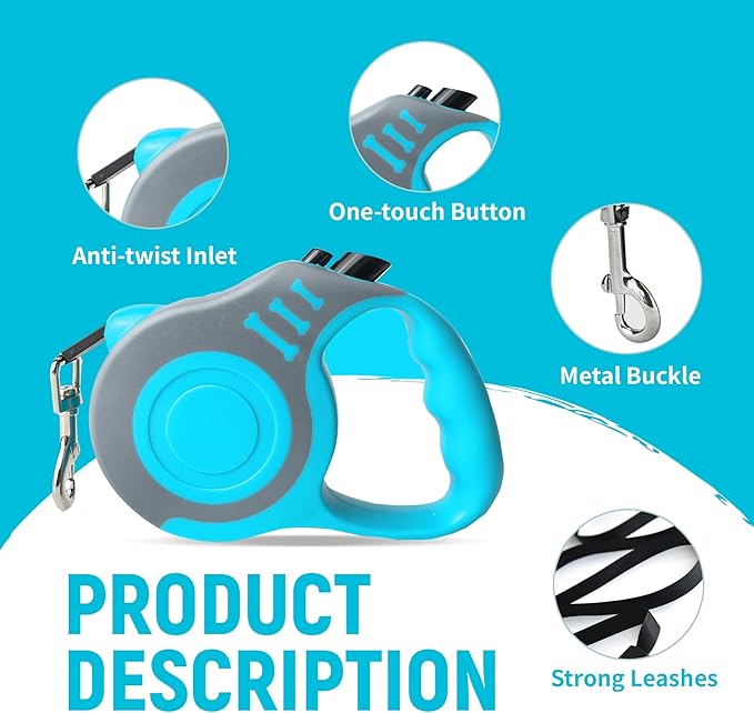 Retractable Dog Leash Automatic Telescopic Tractor Dog Tape, Pet Tape 10/16 FT Durable and Convenient, with Non-Slip Handle, Suitable for Small and Medium-Sized Dogs