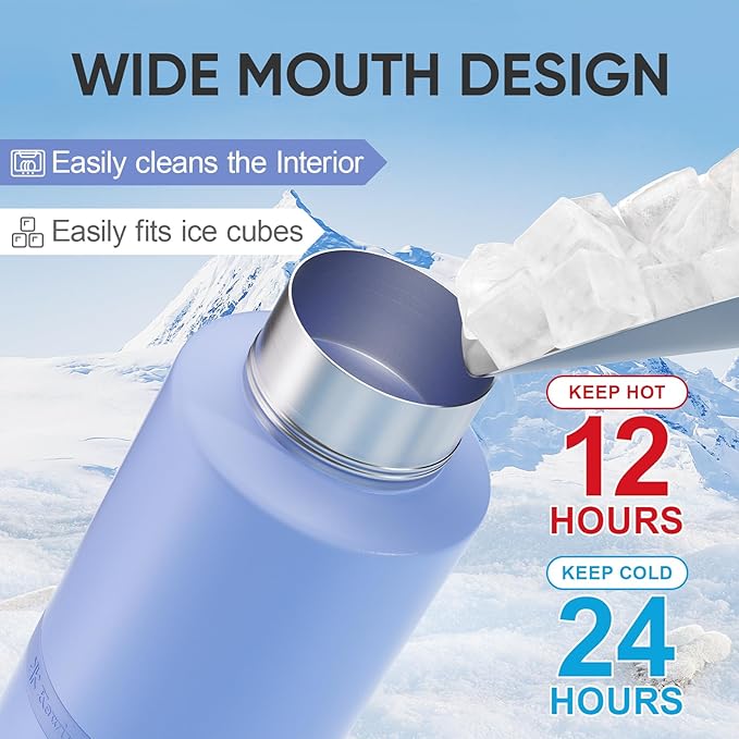 KEWIXY Insulated Dog Water Bottle with Travel Bowl, Dog Lover Gift, Portable Water Bottle Dispenser, Accessories for Car, Hiking, Camping, Outdoor, Leak-Proof, Detachable (Aurora Blue)