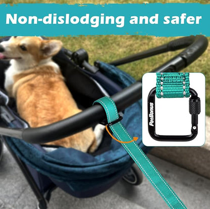 PetBonus Dog Leash Wrist Strap, Safety Strap for Retractable Leash, Lockable Reflective Short Dog Walking Lead with Adjustable Soft Padded Handle, Extra Layer Security for Pet Stroller (Turquoise）