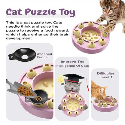 KADTC U.S. Brand & Design,Cat Puzzle Toy for Indoor Cats Treat Puzzles,Food Slow Feeder,Kitten Enrichment Toys Kitty Mental Stimulation Bowl Brain-Teasing Pink Toy