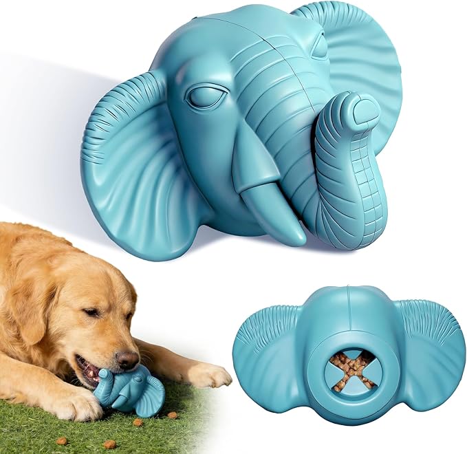 Tough Dog Toys for Aggressive Chewers | Natural Rubber Treat Dispensing Chew Toys for Medium Large Dogs, Interactive Slow Feeder Puzzle Toy for Boredom Relief & Teeth Cleaning, Dishwasher Safe