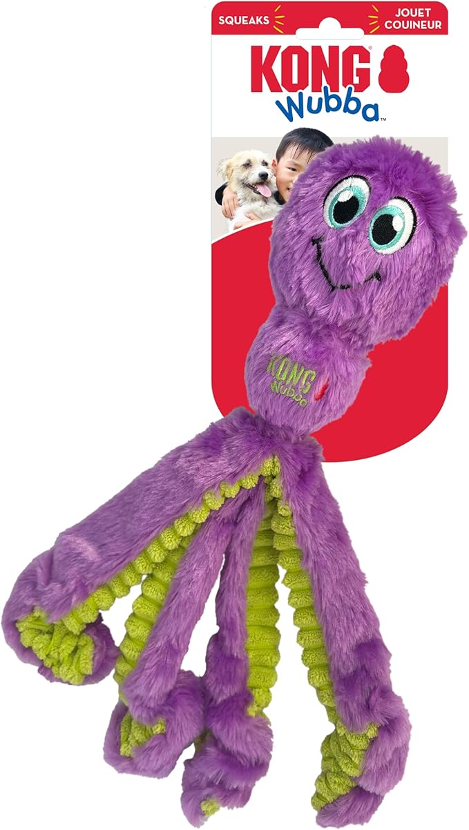 KONG Wubba Octopus Tug and Fetch Squeak Dog Toy Assorted Colors (Large)